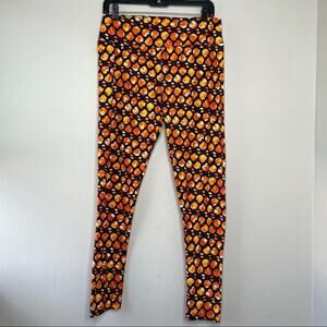 LULAROE Tall & Curvy Blue Orange Tulips Print Floral Leggings Comfy Cozy Spring